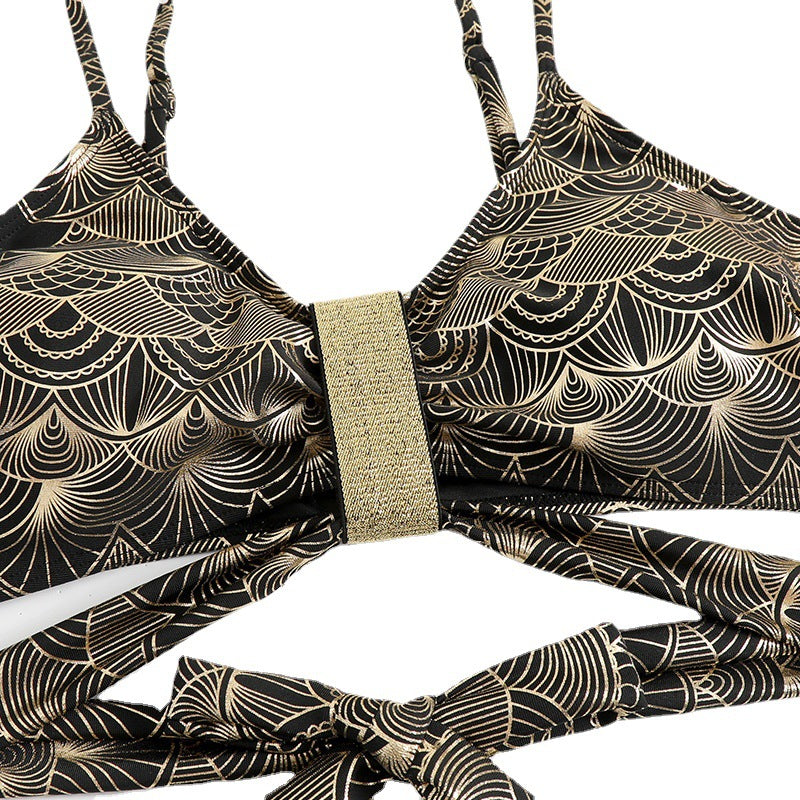 Women's Bronzing High Waist Split Bikini