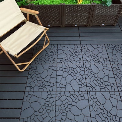 Plastic Interlocking Deck Tiles,44 Pack Patio Deck Tiles,12x12 Square Waterproof Outdoor All Weather Use, Outdoor And Indoor Patio Decking Tiles For Poolside Balcony Backyard, Dark Grey
