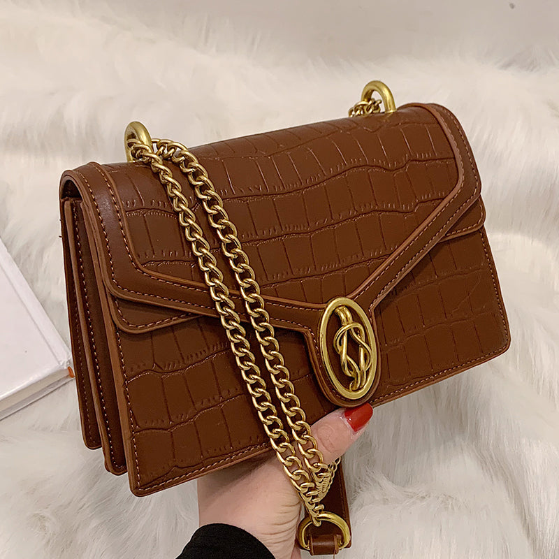 Women Fashion Stone Grain Crossbody All-match Ins Chain Shoulder Bag