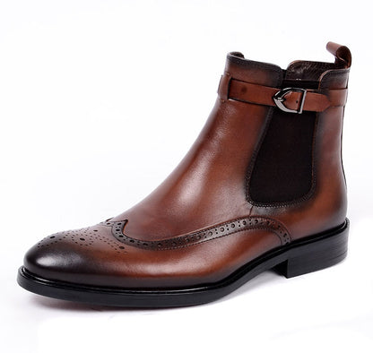 Men Business High-Top Leather Cowboy Boots