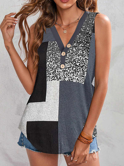 Casual V-neck Sleeveless Regular Pullover Digital Printed Women's T-shirt