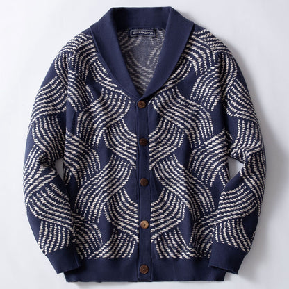 Men's Core-spun Yarn Jacquard Knitted Jacket