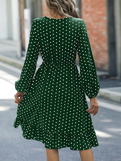 Women Polka Dot Long Sleeve Dress