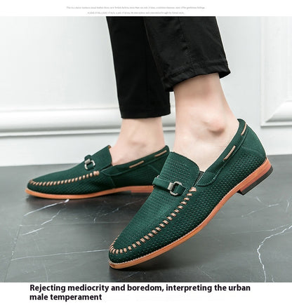 Punching Breathable Slip On Leather Shoes