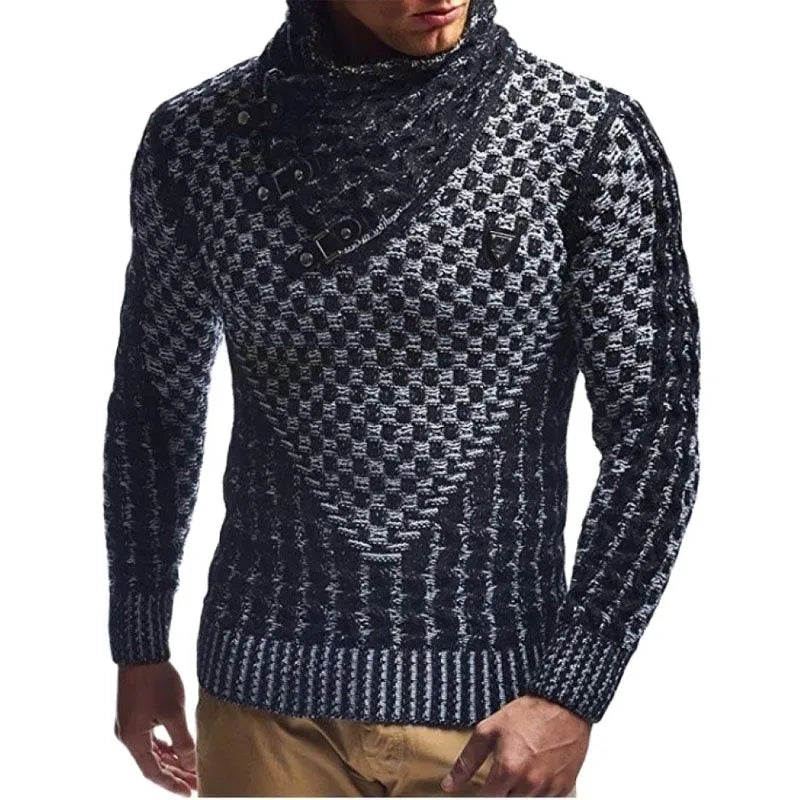 Turtleneck Long Sleeve Knitted Men Sweater