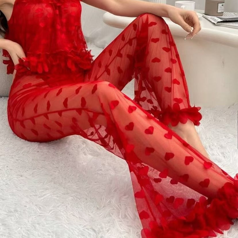 Women's Pajamas Lace See-through Uniform Suit