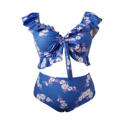 Women's Fashion Split Shoulder Print Swimsuit