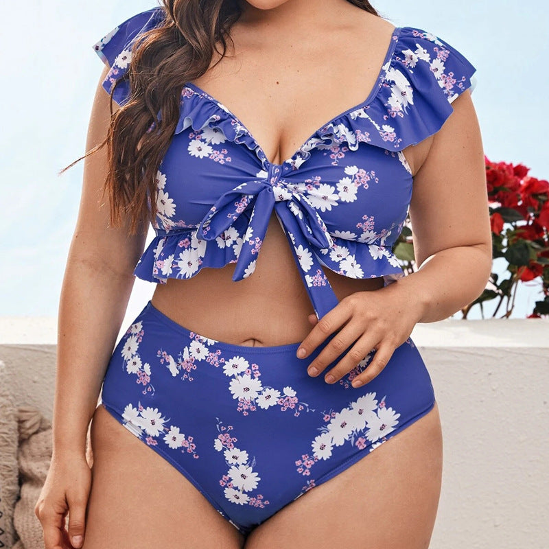 Women's Fashion Split Shoulder Print Swimsuit