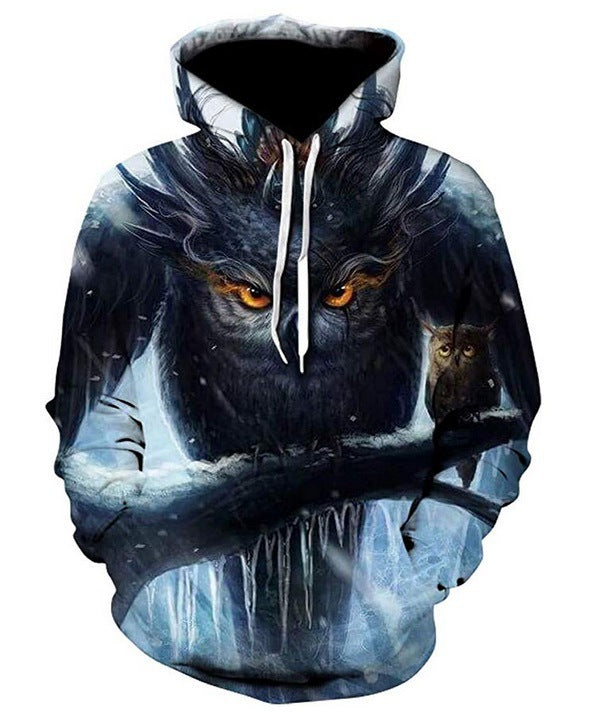 3D Color Skull Printed Hood Pocket Pullover Sweater