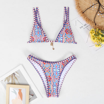 Women's Printed Split Casual All-match Bikini Suit