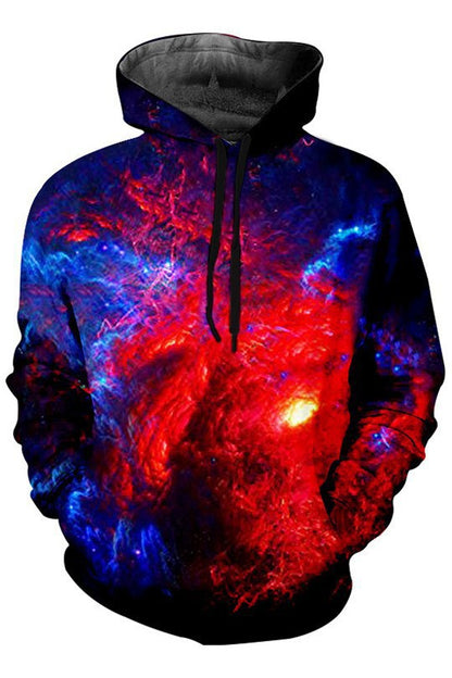 3D Color Skull Printed Hood Pocket Pullover Sweater