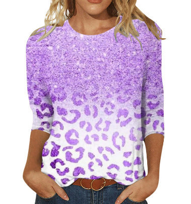 Women's Fashion Slim Fit Slimming Round Neck Printed Top