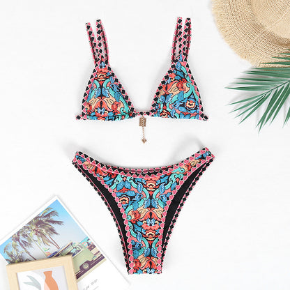 Women's Printed Split Casual All-match Bikini Suit