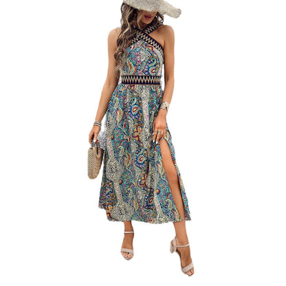 Women's Fashion Casual Floral Print Split Dress