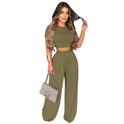 Fashion Casual Wide Leg Two-piece Set