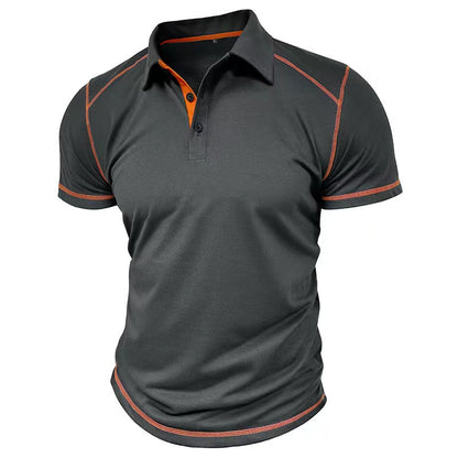 Men's Lapel Contrast Color Polo Shirt Short Sleeve