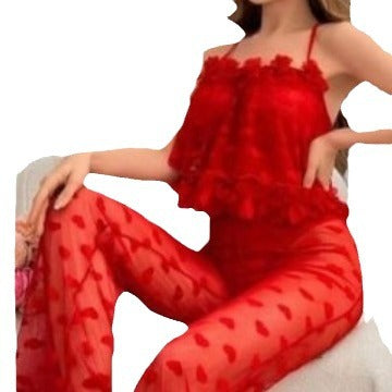 Women's Pajamas Lace See-through Uniform Suit