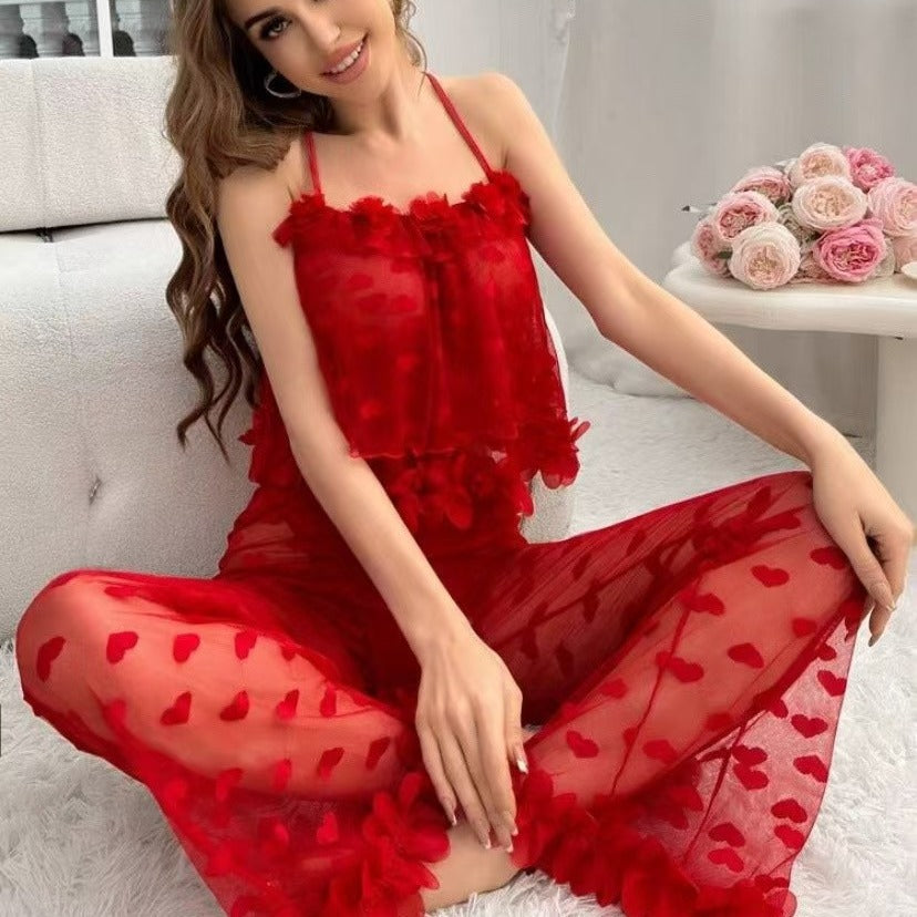 Women's Pajamas Lace See-through Uniform Suit