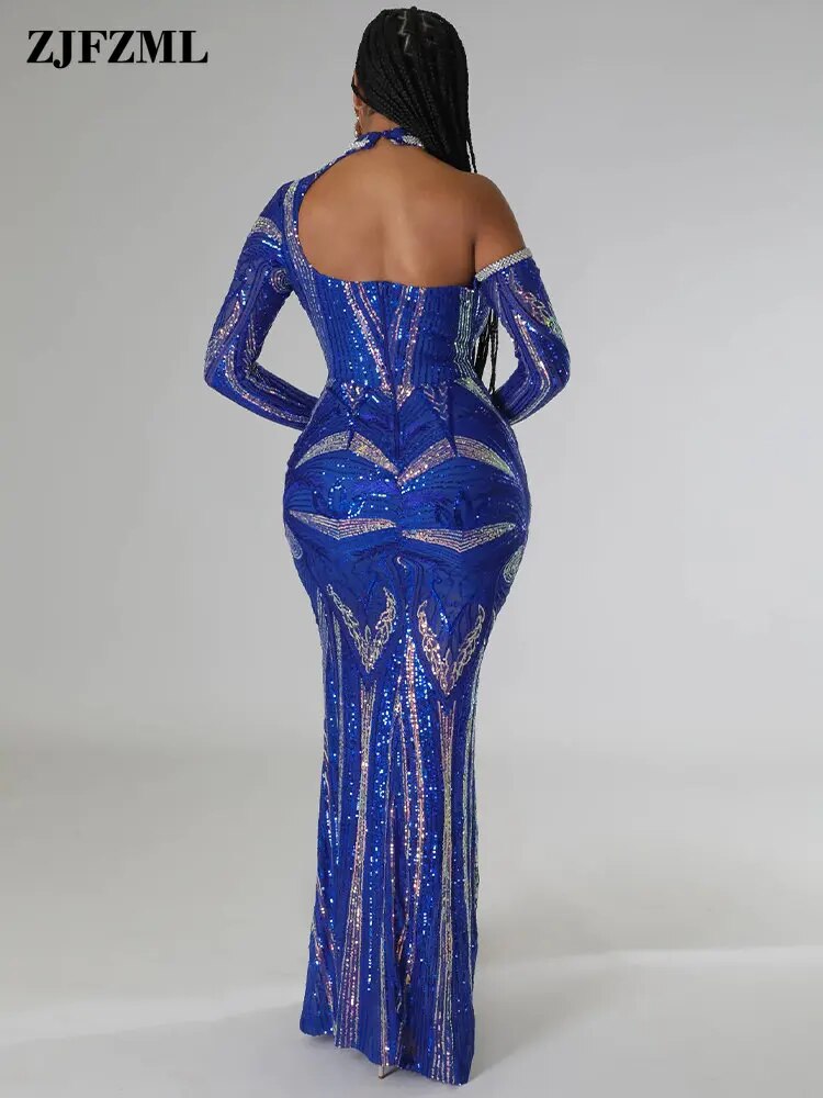 Glamorous Diamond Rhinestone Sequin Party Dress - Luxury Mermaid Evening Wear