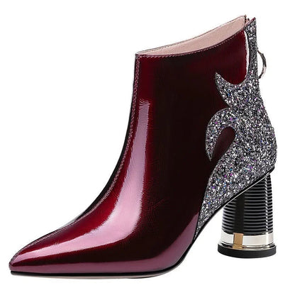 Shiny Sequined High Heel Ankle Boots