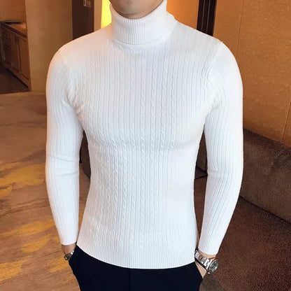 Men Casual Wool Turtleneck Vintage Style Sweater