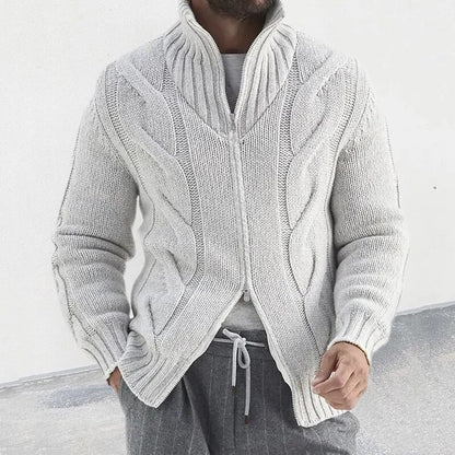 Stylish Men's Thick Knitted Turtleneck Zip Sweater.