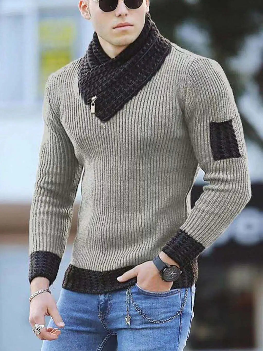 Men Casual Wool Turtleneck Vintage Style Sweater