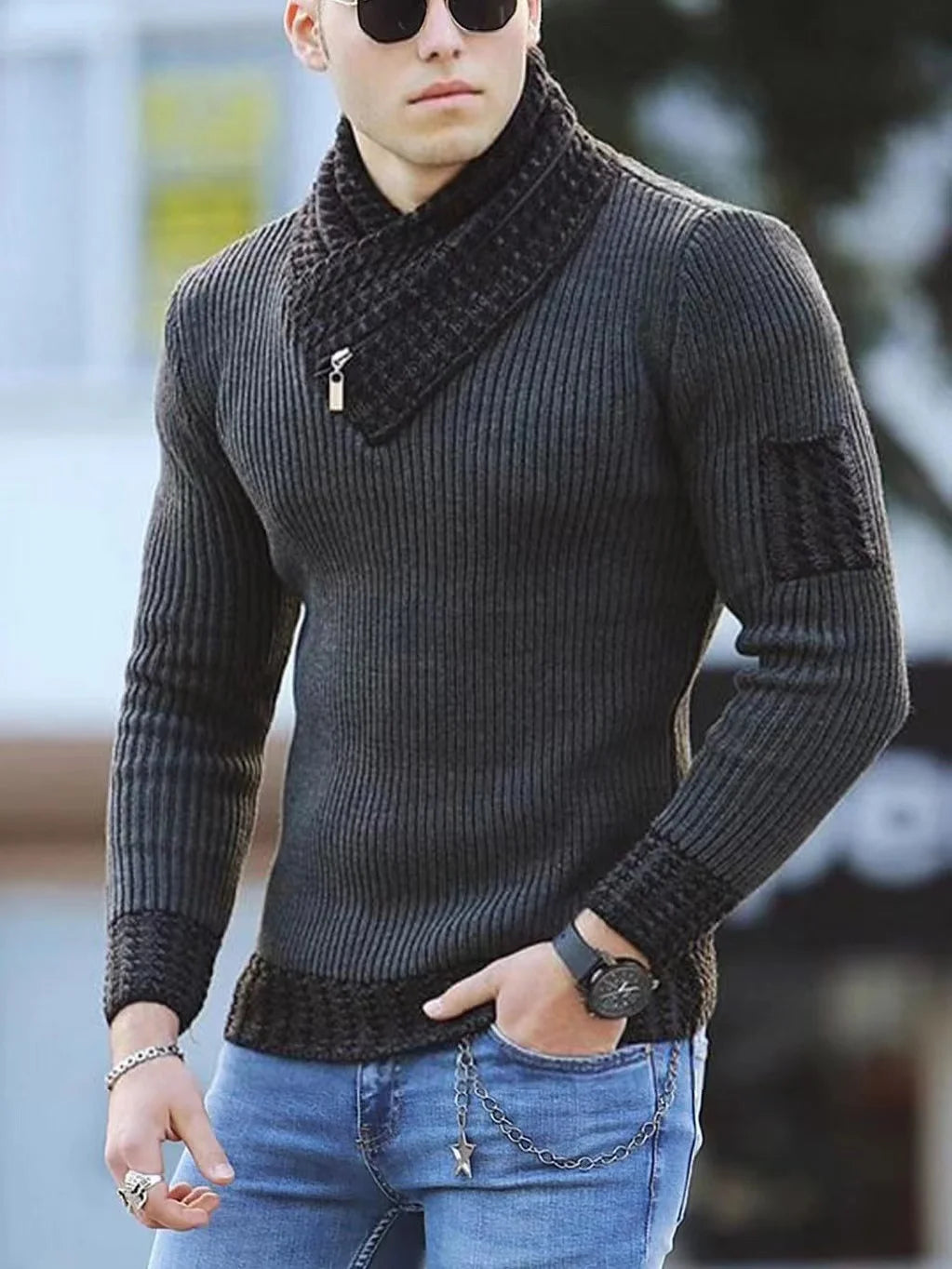 Men Casual Wool Turtleneck Vintage Style Sweater