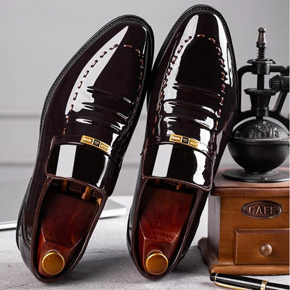 Classic Men's Patent Leather Dress Shoes for Formal Office and Party Wear