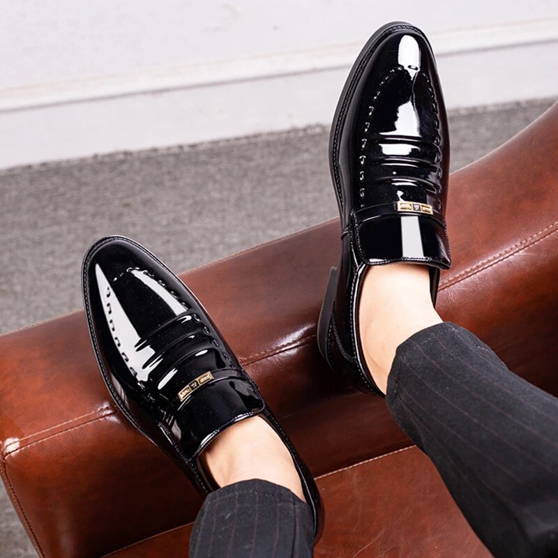 Classic Men's Patent Leather Dress Shoes for Formal Office and Party Wear