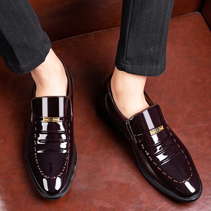 Classic Men's Patent Leather Dress Shoes for Formal Office and Party Wear