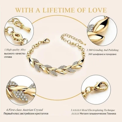 Luxury Love Braided Leaf Bracelet Charm