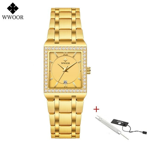 Wwoor Reloj New Fashion Ladies Diamond Watch Top Brand Luxury Square