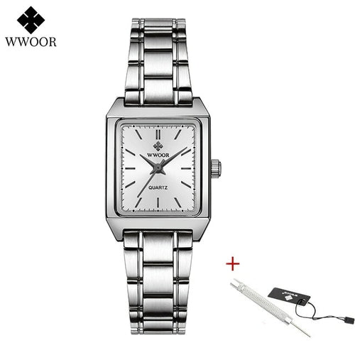 Wwoor Reloj New Fashion Ladies Diamond Watch Top Brand Luxury Square