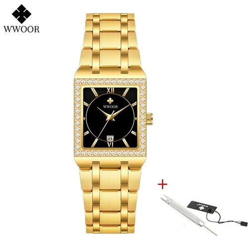 Wwoor Reloj New Fashion Ladies Diamond Watch Top Brand Luxury Square