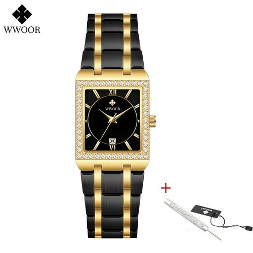 Wwoor Reloj New Fashion Ladies Diamond Watch Top Brand Luxury Square