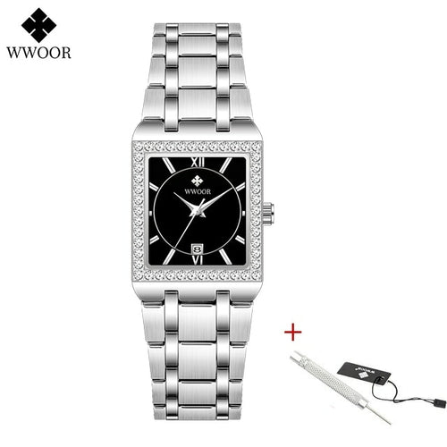 Wwoor Reloj New Fashion Ladies Diamond Watch Top Brand Luxury Square