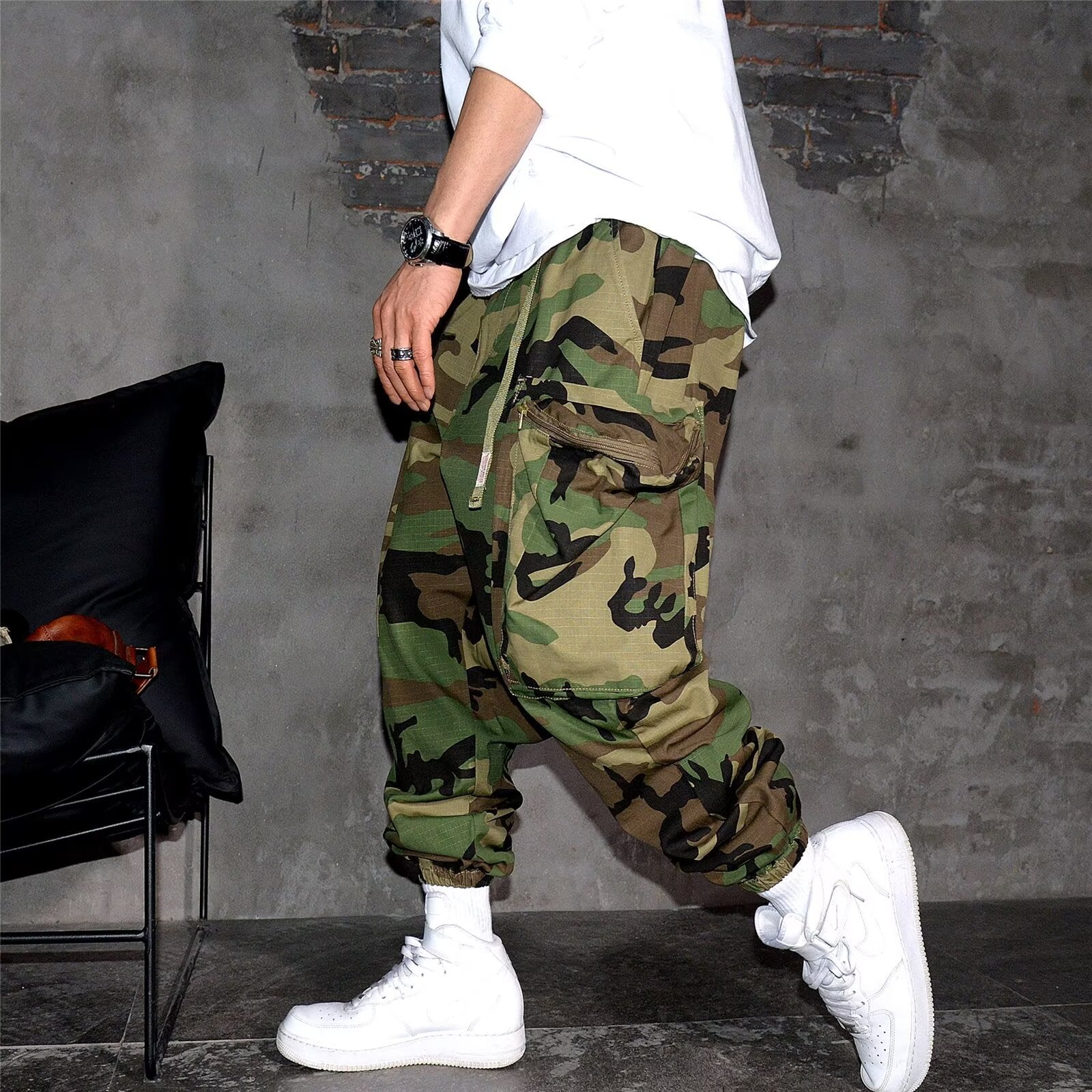 Retro High Street Camouflage Men Casual Working Pants