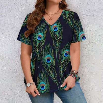 Women  Peacock 3D Printing T-shirt