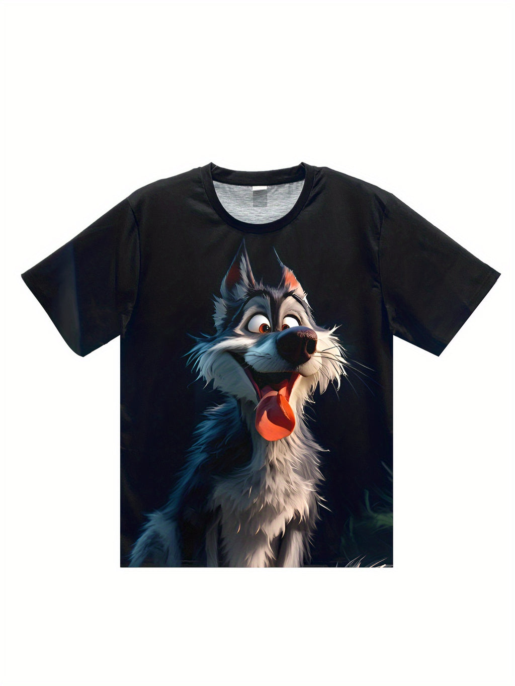 Men's 3D Wolf Print T-shirt - Casual Round Neck, Short Sleeved, Breathable Polyester - Perfect For Summer Outdoor And Casual Wear