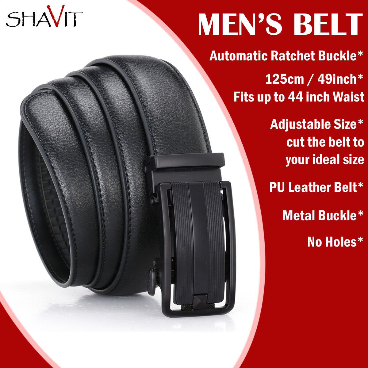 Men's Leather Ratchet Belt with Slide Buckle