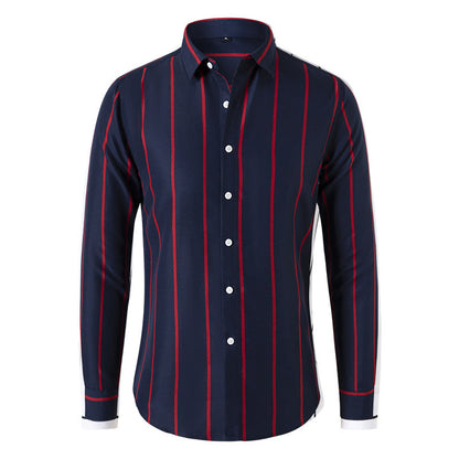 Striped Men's Fashion Long Sleeve Handsome Casual Shirt