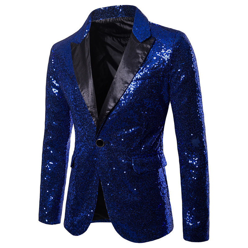 Men Banquet Stage Costume Bar Sequin Suit
