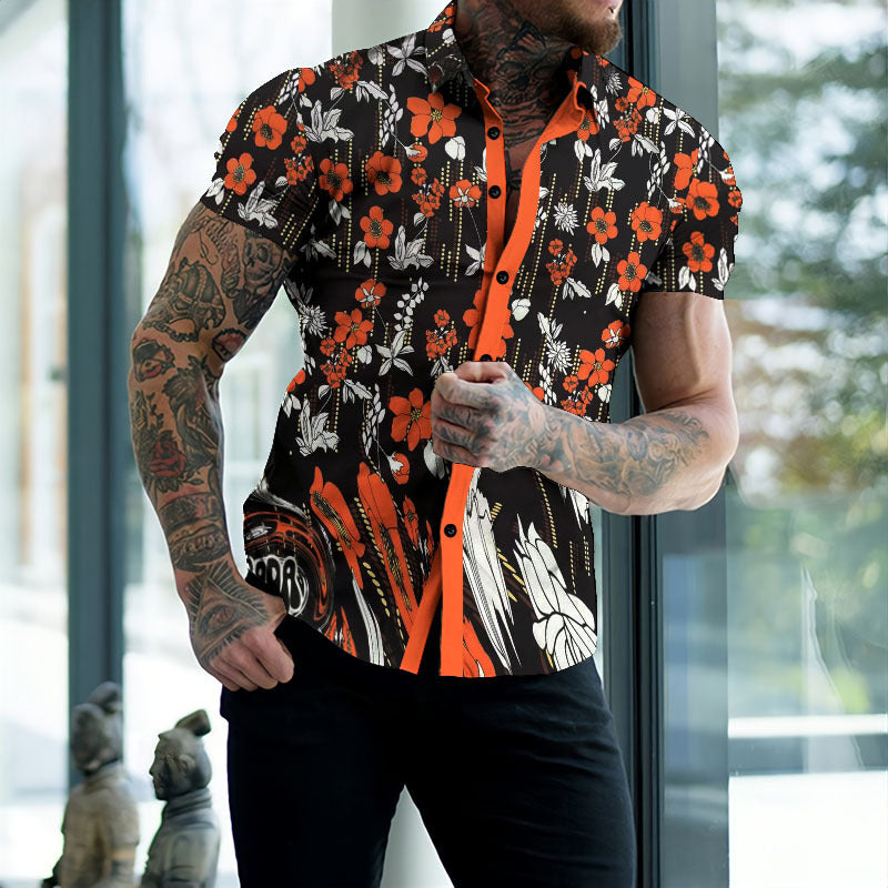 Camisa de hombre con estampado de playa de verano