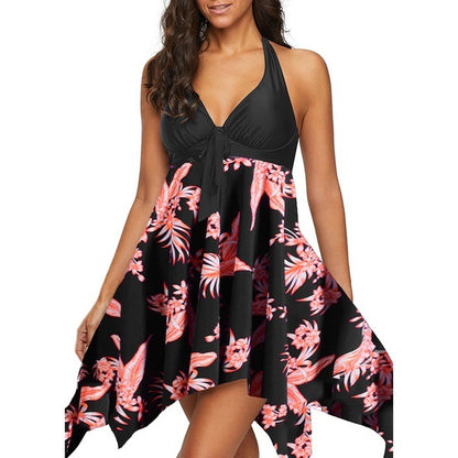 Women's Beach Print Suspender Dress