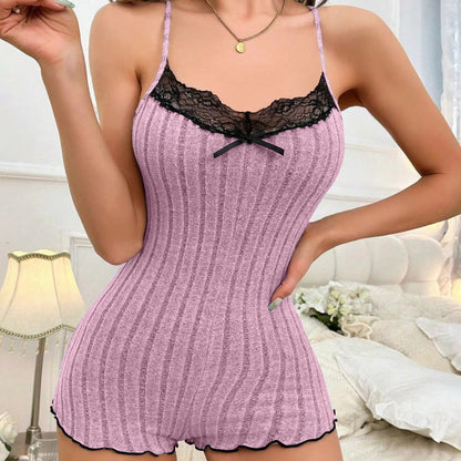 Women's Fashion Butterfly Back Pajamas Lace Strap One-piece Pajamas Lingerie