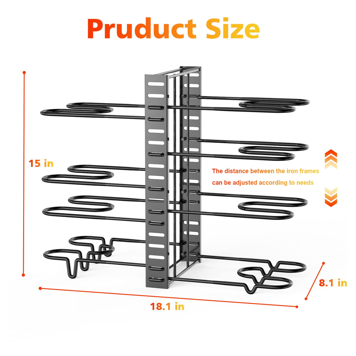 Adjustable 8-Tier Pot and Pan Organizer Rack