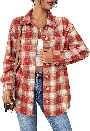 Women's Brushed Woolen Jacket Plaid