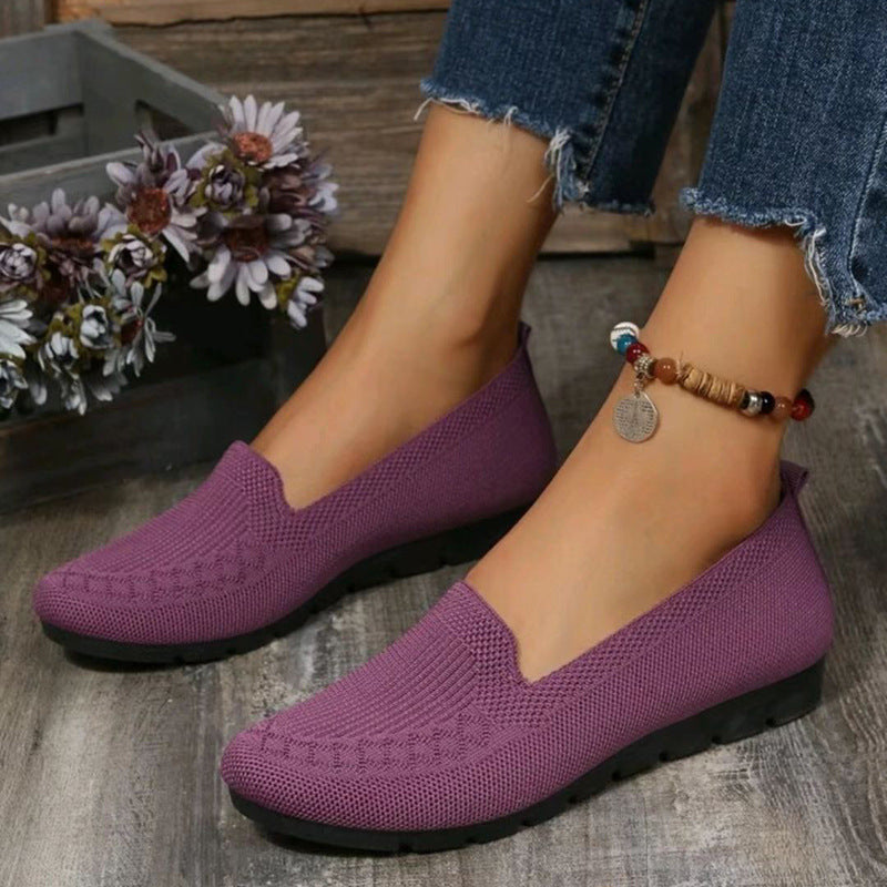 Casual Mesh Flats Shoes Fashion Solid Color Round Toe Loafers Cozy Lazy Shoes