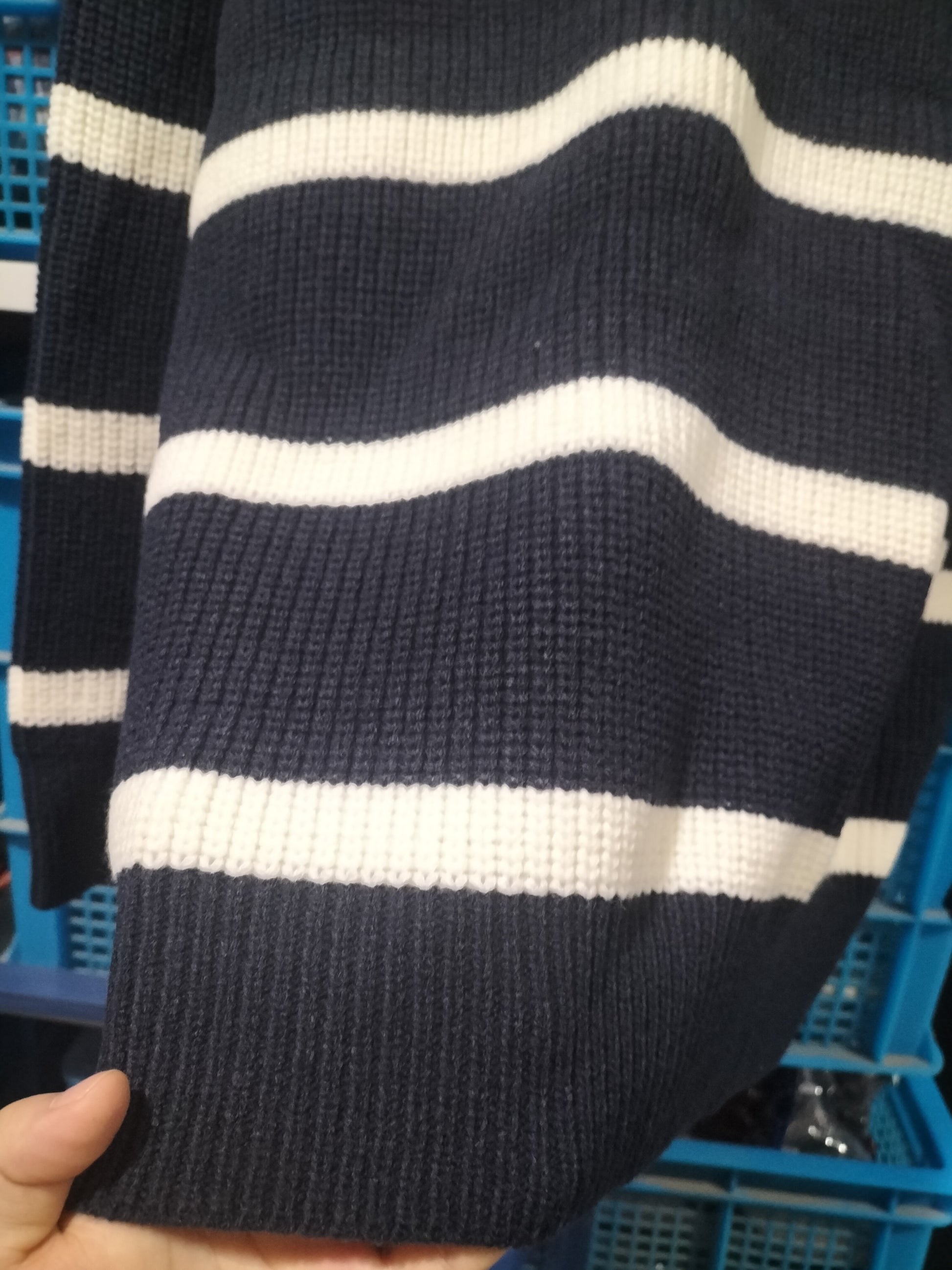 Half Zipper Contrast Color Knitwear Men's Loose Polo Collar Sweater